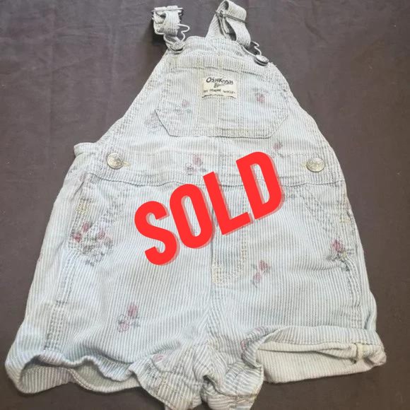 OshKosh B'gosh Other - Oshkosh 12 Months Overalls Stripes Blue/White Floral Vintage